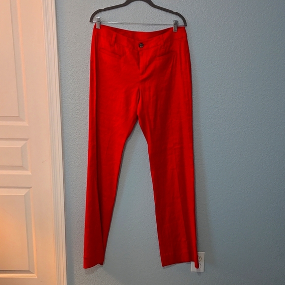 CABI Style 5503 Valentine Trousers Linen Flare Pants in Perfect Red Sz 10 - Picture 2 of 14